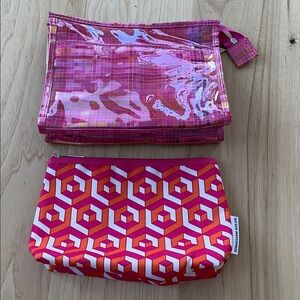2 Clinique Zip Cosmetic Make Up Bags - Jonathan Adler & Water Resistant - NEW!